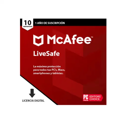 Antivirus McAfee LiveSafe 10 Dispositivos 12 Meses